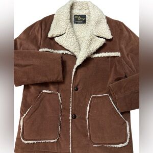 Vintage 70’s Cal Craft Heavy Coat Men’s Size Large Faux Sherpa Lined Buttons
